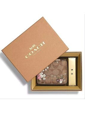 COACH LARGE JEWELRY BOX EARRINGS SET SIGNATURE CANVAS FLORAL PRINT
